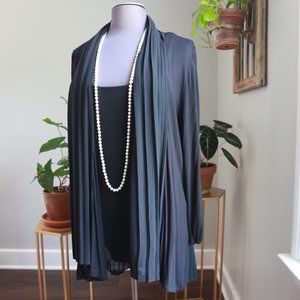 AUGUST SILK LADIES PLEATED COVER 3/4 SLEEVES ELEGANT BLACK
